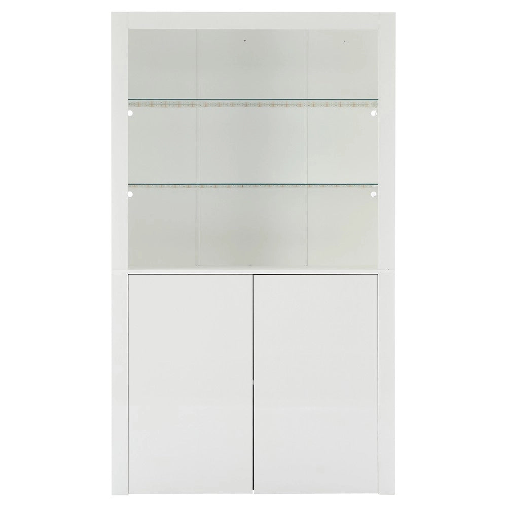 Mobile Vetrina con LED e Vetro Temperato ¨C MINIMAL ¨C Bianco Lucido, 100x35x170