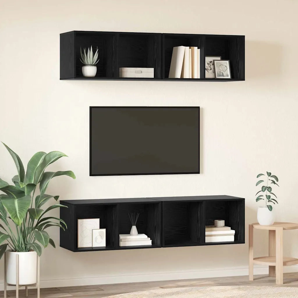 vidaXL Mobile TV da Parete 4 pcs Rovere nero 37 x 37 x 72 cm