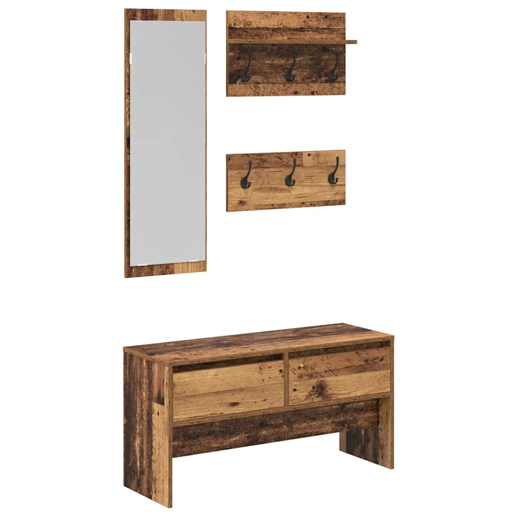 vidaXL Set mobili da ingresso Legno vecchio 90 x 31 x 46.5 cm