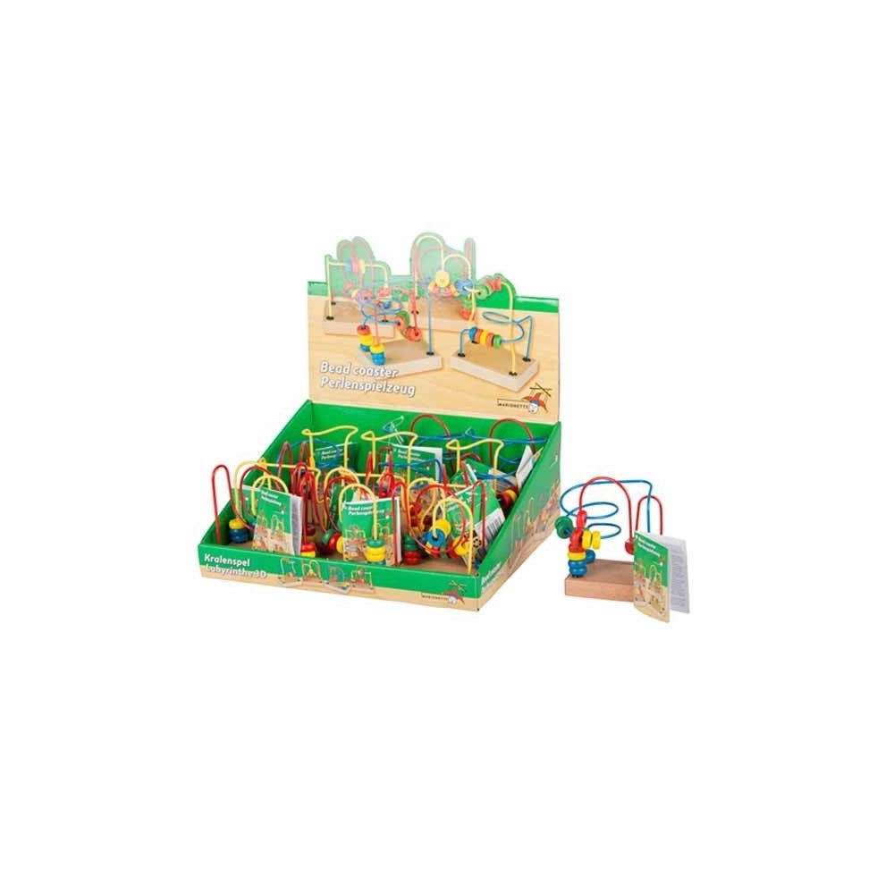 Trade Shop - Bead Coaster Labirinto Mini Con Perline Legno 10x7x11,5cm 4 Modelli Assortiti -