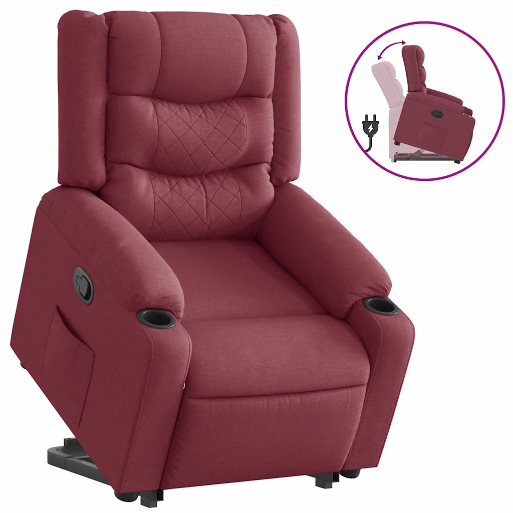 Poltrona Alzapersona Reclinabile Rosso Vino in Tessuto 3310261