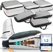 Set di sacchi di compressione per borse e zaini comprensivo di sacchetto di trasporto.