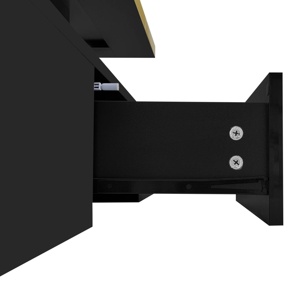 Tavolino da caffè moderno lucido nero 100 x 50 x 39 cm in truciolare con cassetto