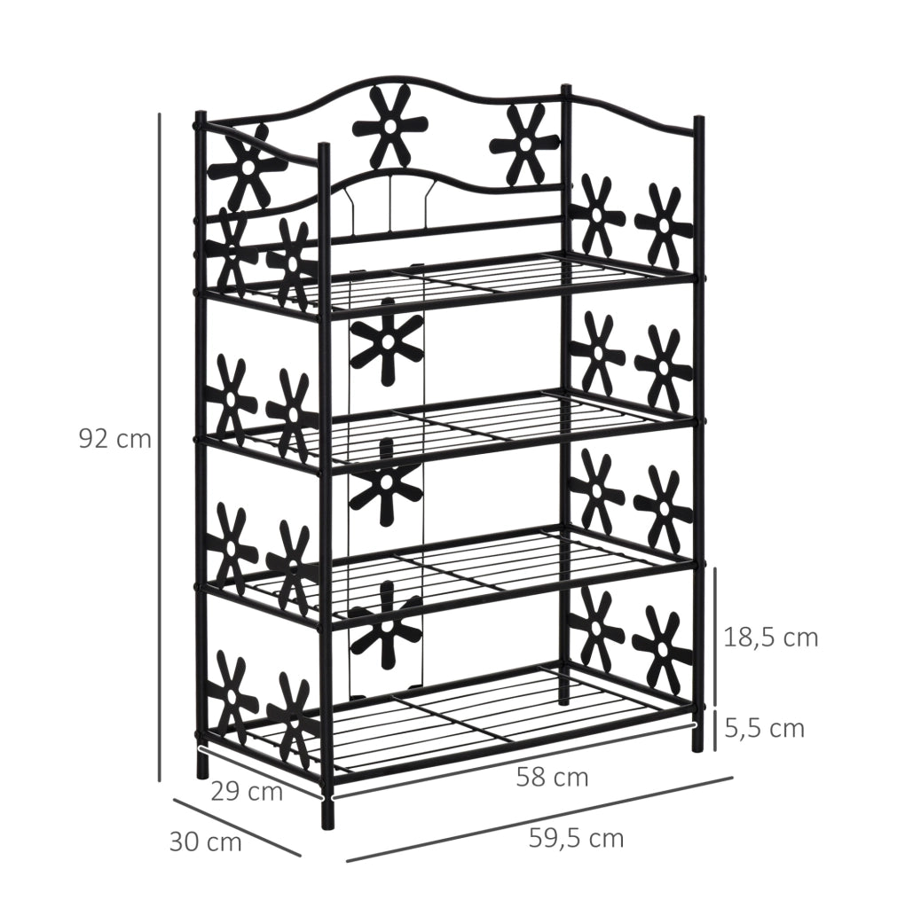 Scarpiera salvaspazio 59，5x30x92 cm in metallo nero