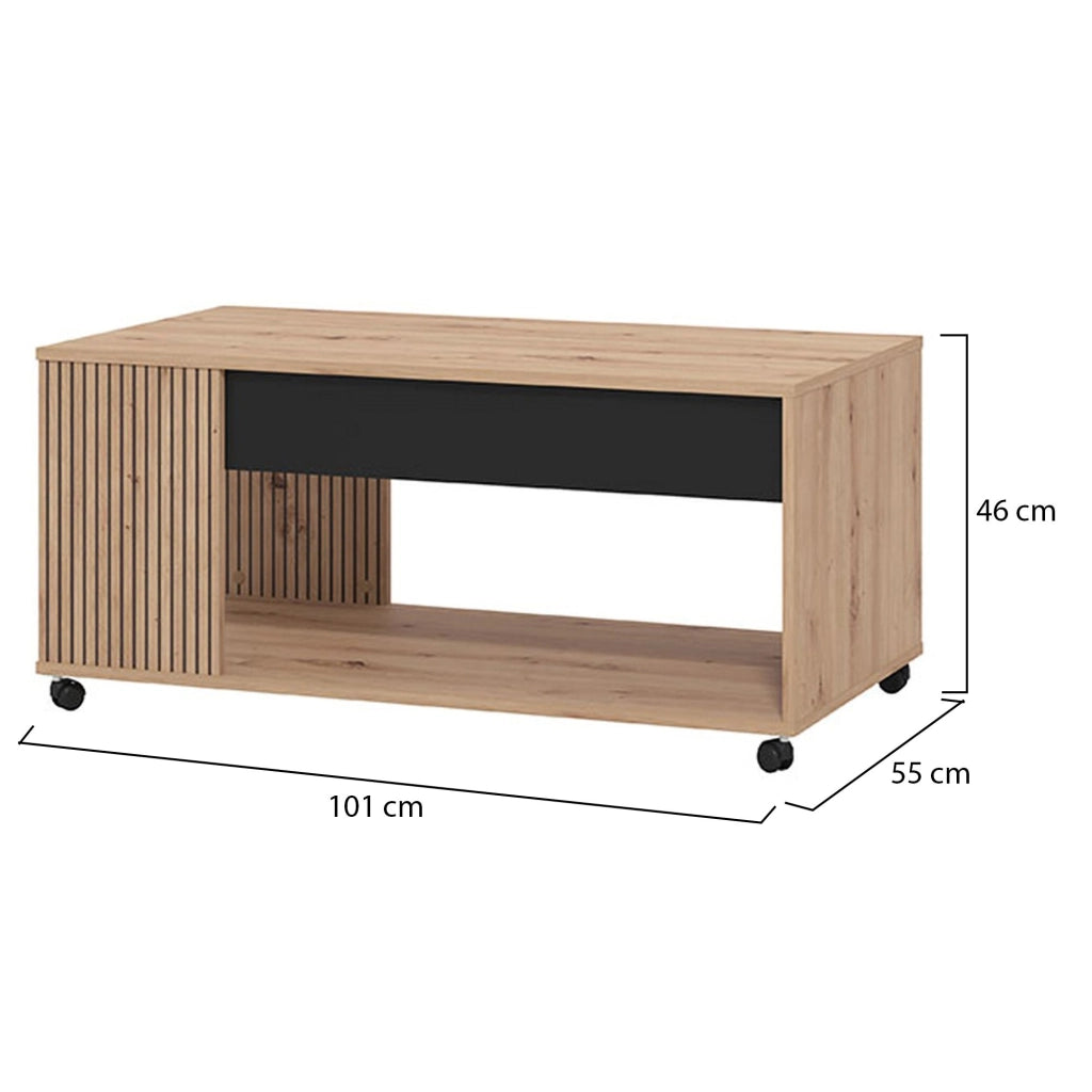 Cunico, Tavolino da Salotto con Piedini, 101x55x46h cm Marrone Rovere Nodi