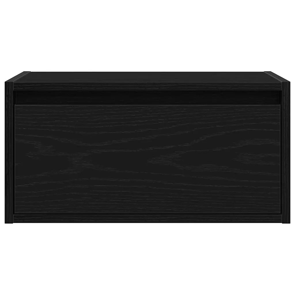 Comodino a Parete con Luci LED Rovere Nero 860213