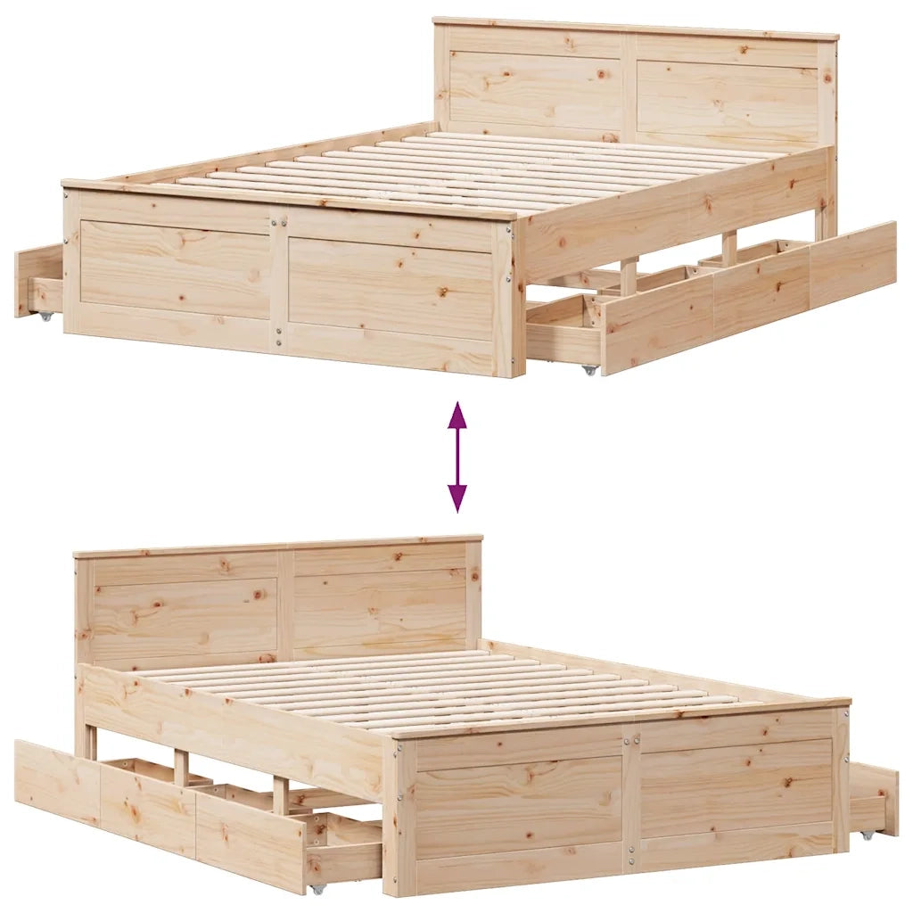 Giroletto senza Materasso con Testata 140x190 cm Massello Pino