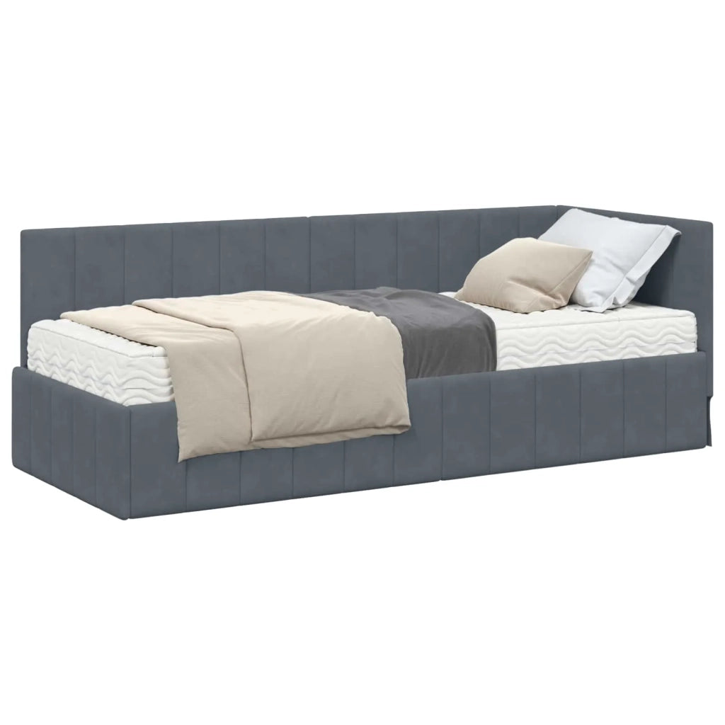 Struttura Letto Angolare con Materasso 2 pcs Grigio Velluto
