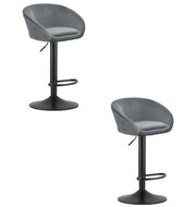 Sgabello in velluto VALORA EAST - Grigio x 2