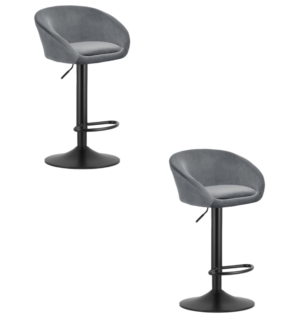 Sgabello in velluto VALORA EAST - Grigio x 2