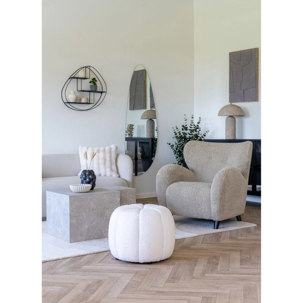Pouf Paisley, Bianco, Poliestere, 48x48x38 cm