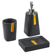 Set di 3 Accessori Bagno in Ceramica Nero dispenser sapone porta sapone portaspazzolini