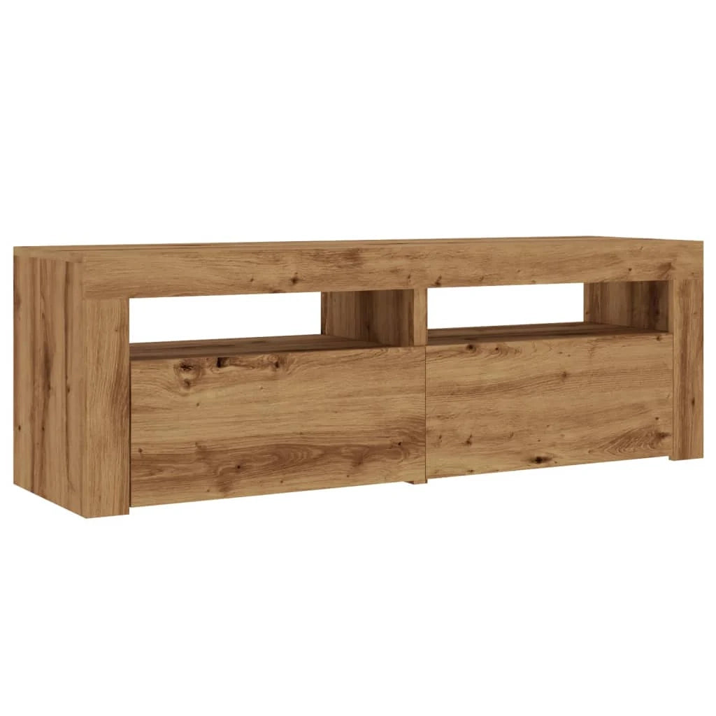 Mobile TV multimediale mensola TV credenza mobile TV sala da pranzo soggiorno camera da letto con luci LED rovere lavorato a mano legno marrone ingegnerizzato 02_0026709