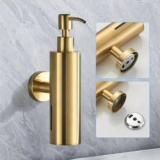 Dispensatore di sapone in acciaio inossidabile 304, fissaggio alla parete Dispensatore di sapone in acciaio inossidabile, adatto per la camera da bagno, dispensatore di sapone rotondo verniciato a cromatura, camera da bagno, fissaggio alla parete