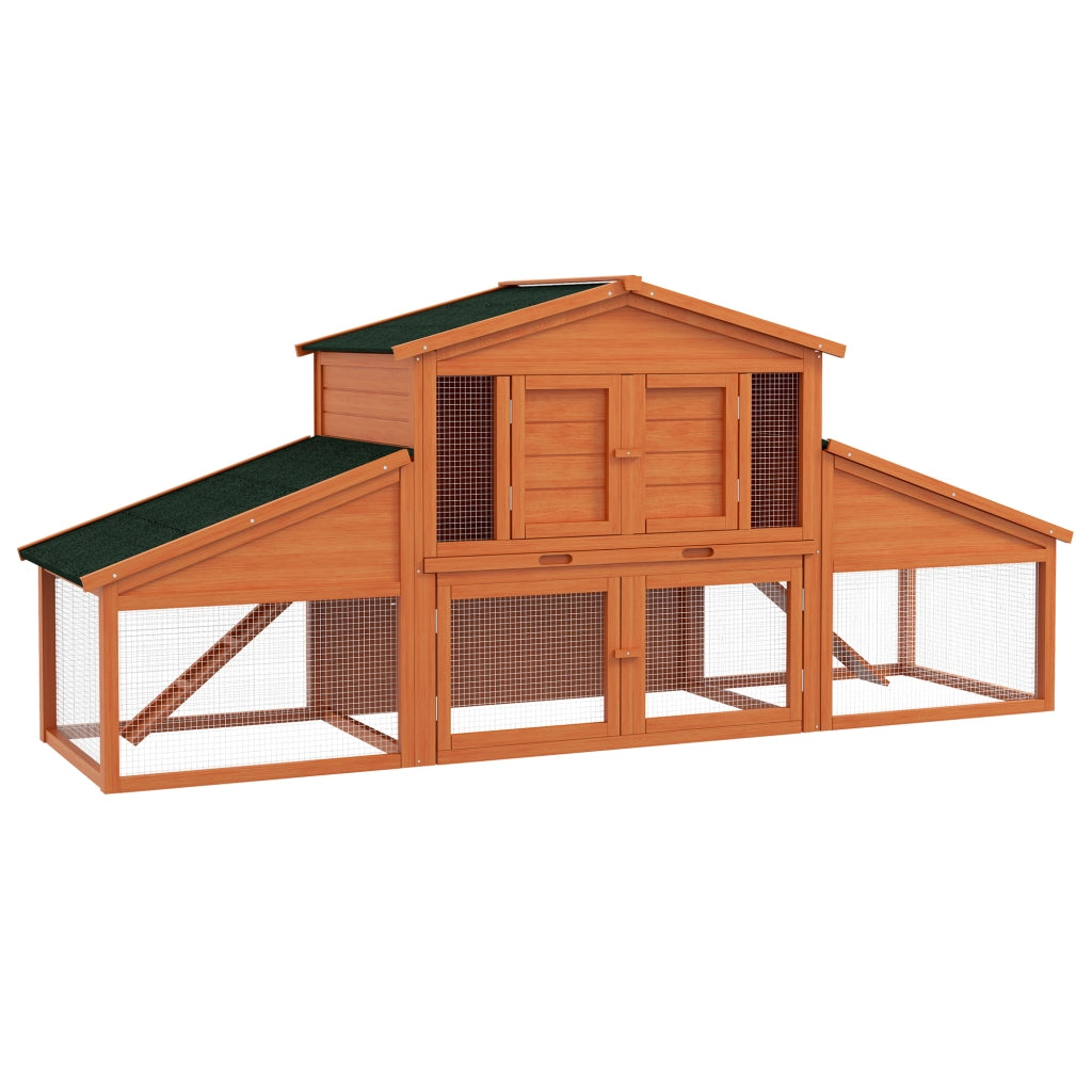 Gabbia per conigli XXL 2 piani ¨C zephmum ¨C legno massello pino 225x70x100 cm