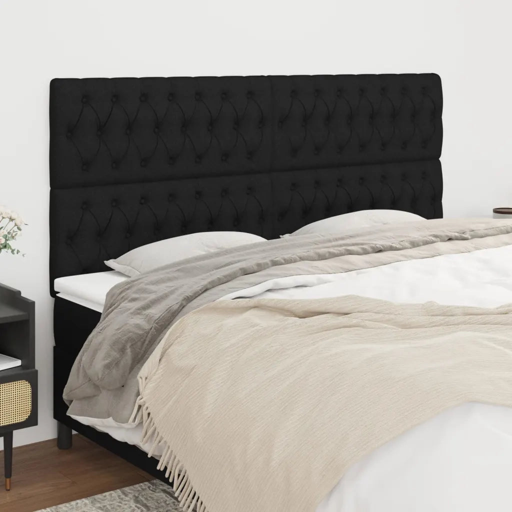 Testiera | Testata Nera 180x7x118/128 cm Tessuto