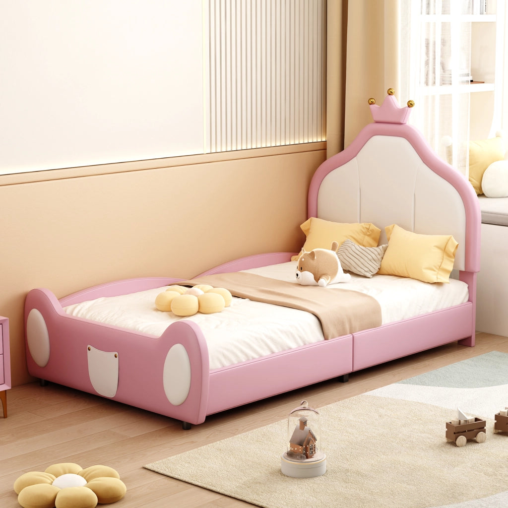letto imbottito ecopelle rosa 90 x 200 cm