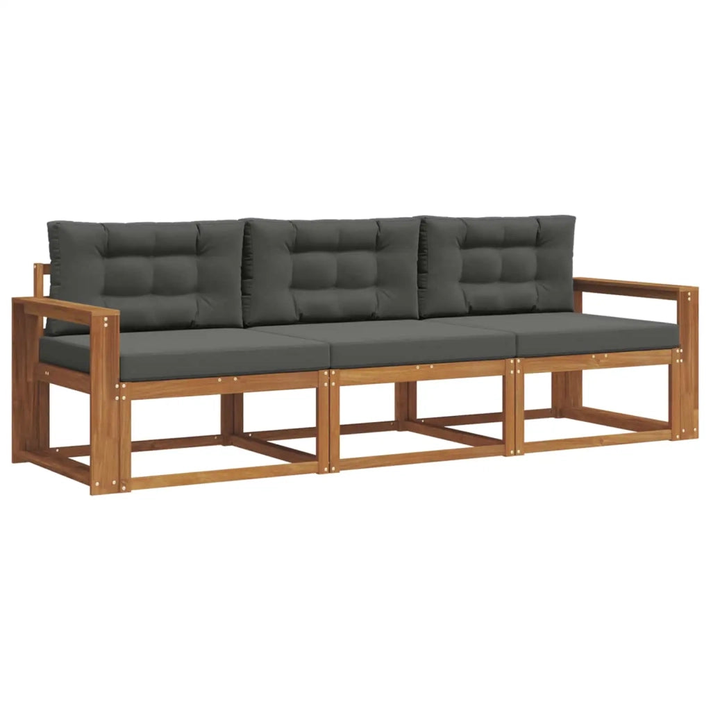 Set di divani da esterno con cuscino 3 pcs Naturale e Antracite