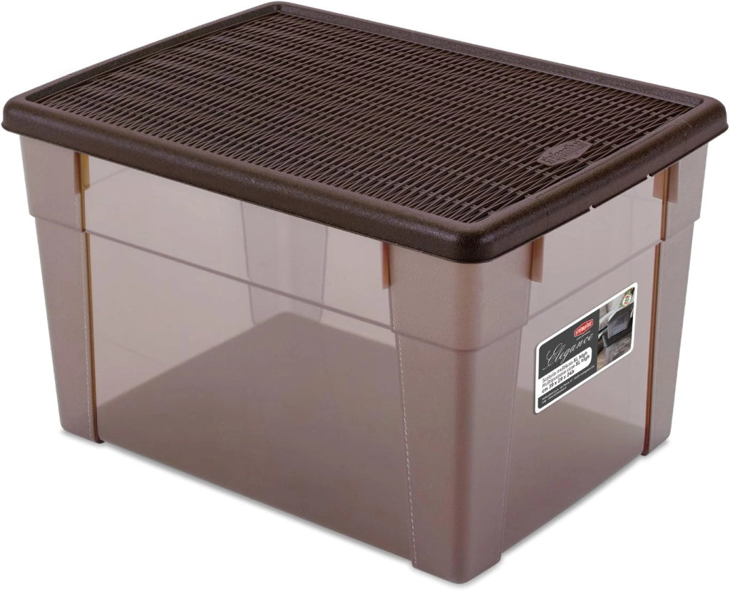 SCATOLA MULTIUSO 'ELEGANCE BOX' XL cm 39 x 29 x h 24 moka/moka  - STEFANPLAST