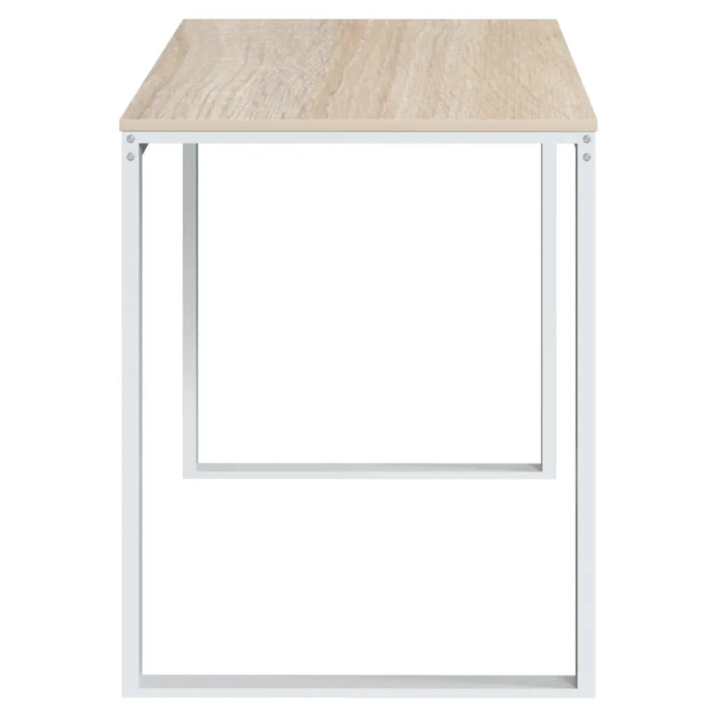Scrivania Computer Bianca e Rovere 110x60x73 Legno Multistrato 30198
