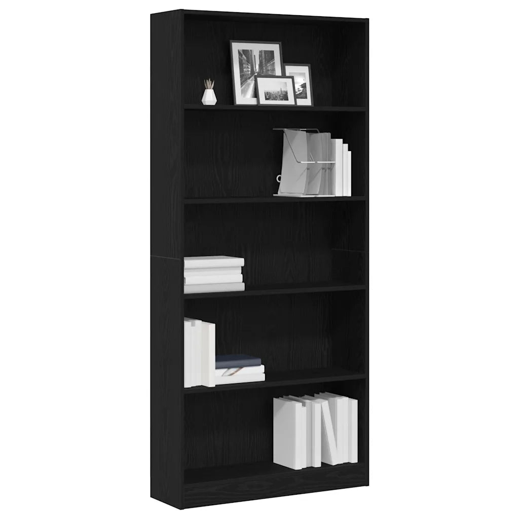 Libreria Rovere Nero 80x24x176 cm in Legno Multistrato