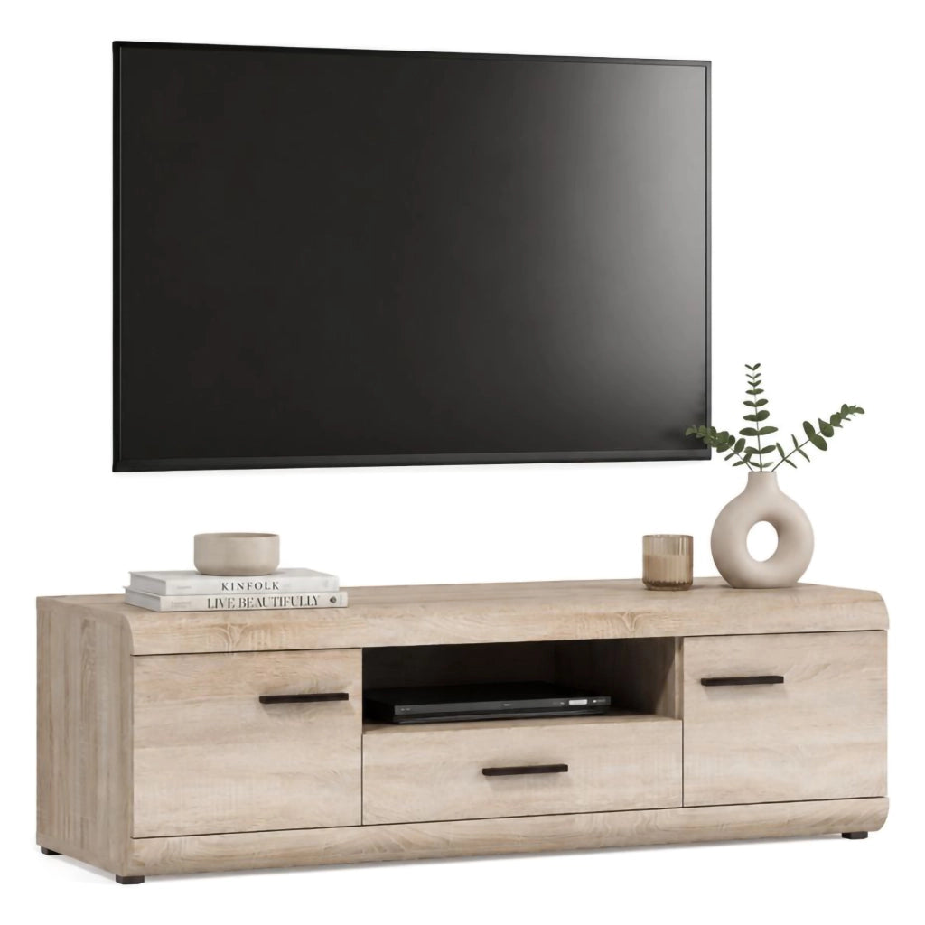 Kalepa, Mobile Porta tv un Cassetto, 140x54x44h cm Marrone Rovere