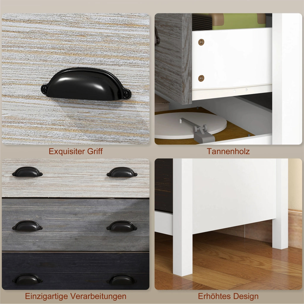 Cassettiera 5 Cassetti ¨C Zephmum ¨C Bianco MDF Pino 70x38x85