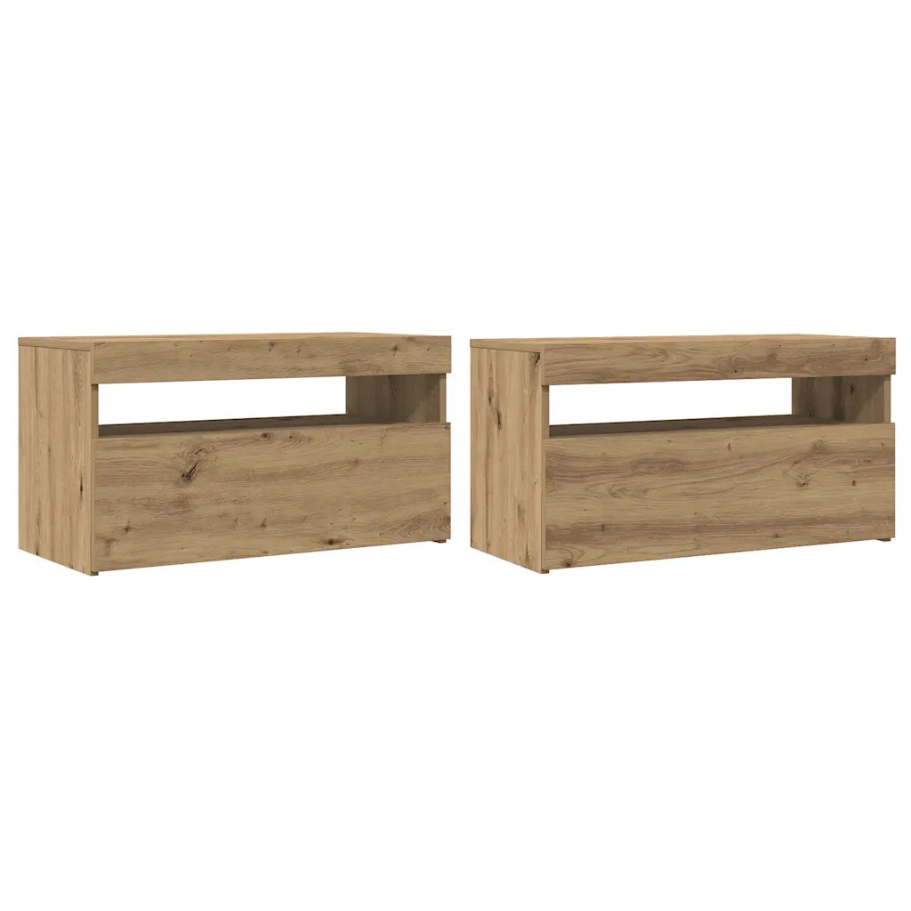 Mobile Porta TV con LED Artigianale 75x35x40 cm Multistrato 856317