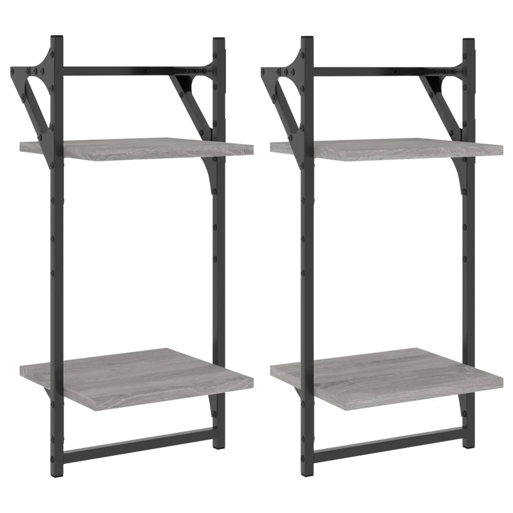 Mensole a Parete con Aste 2pz Grigio Sonoma 30x25x65 cmcod mxl 131537