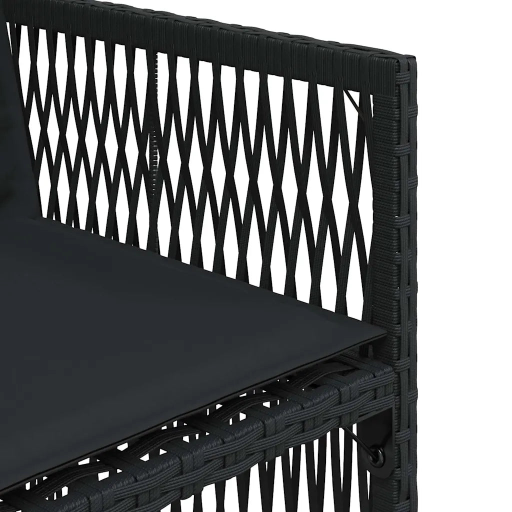 Sedie da Giardino con Cuscini 4 pz Nere in Polyrattan