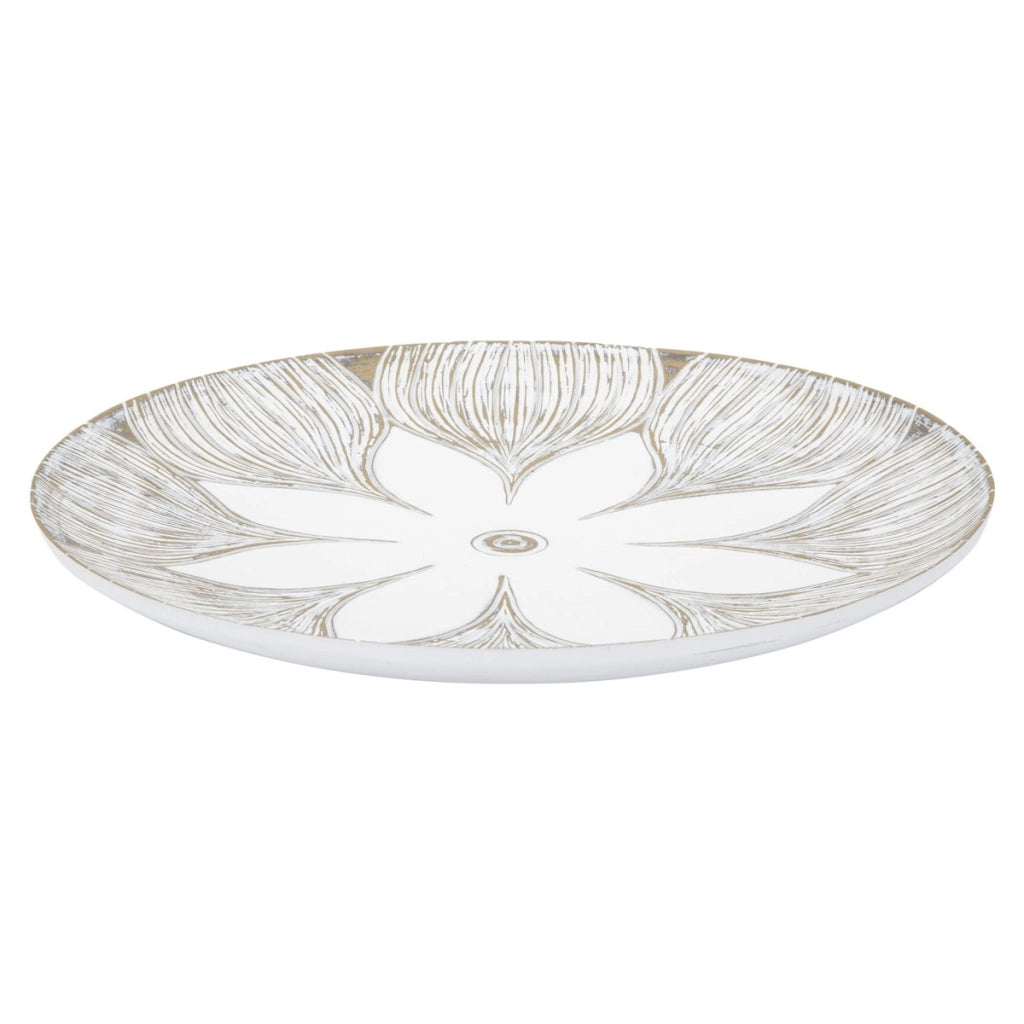 Vassoio Fiore 3, Bianco, Poliresina, 35,5x35,5x4,4 cm