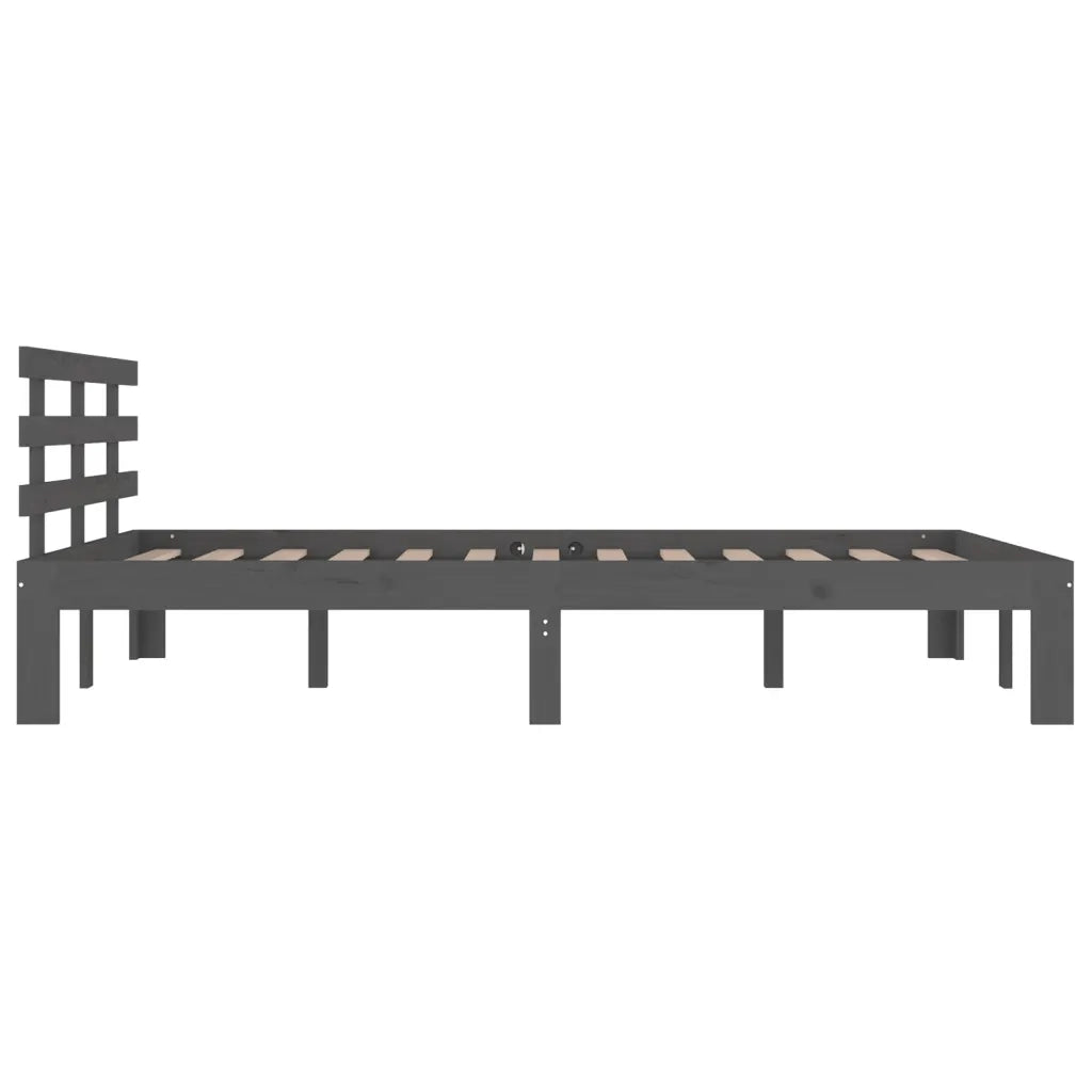 Giroletto-Struttura Letto Grigio in Legno Massello 200x200 cm 470217