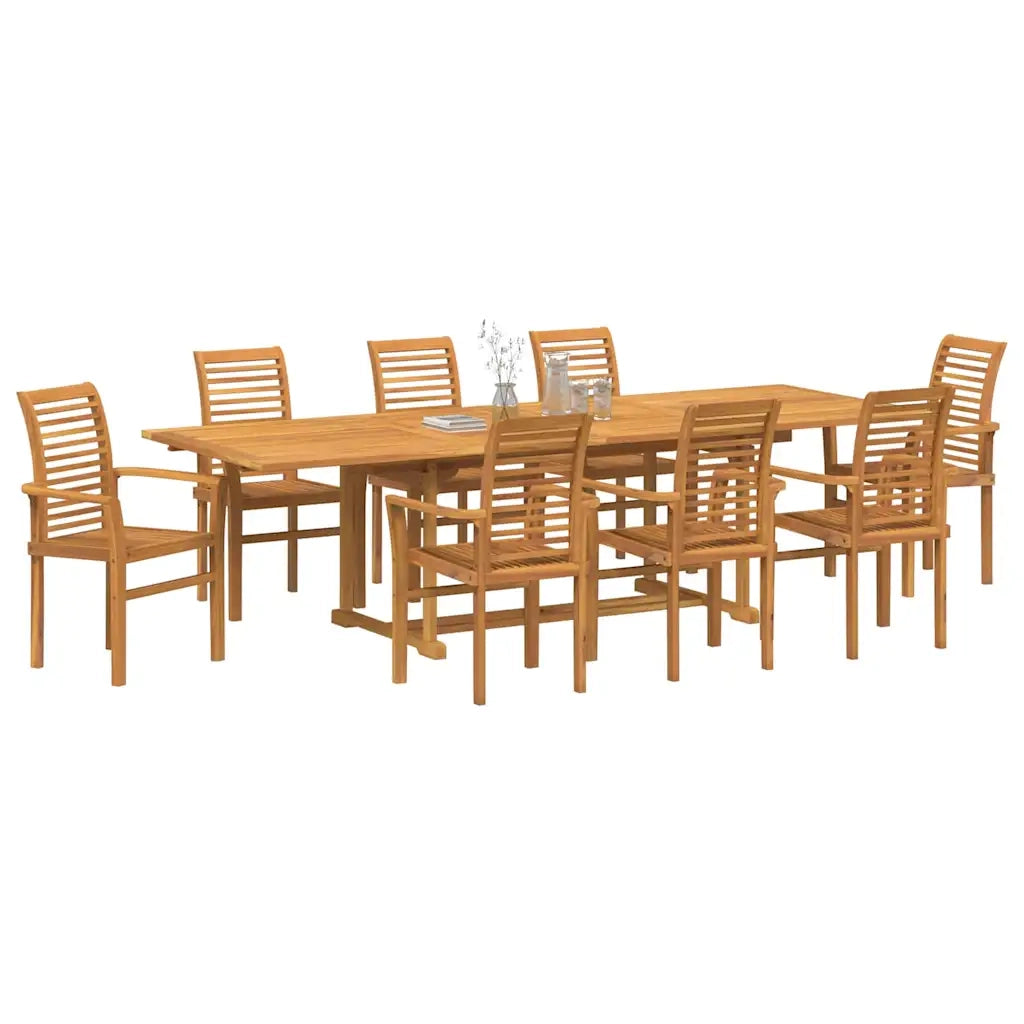 vidaXL Set da Pranzo per Giardino 9 pcs Marrone 280 x 100 x 75 cm