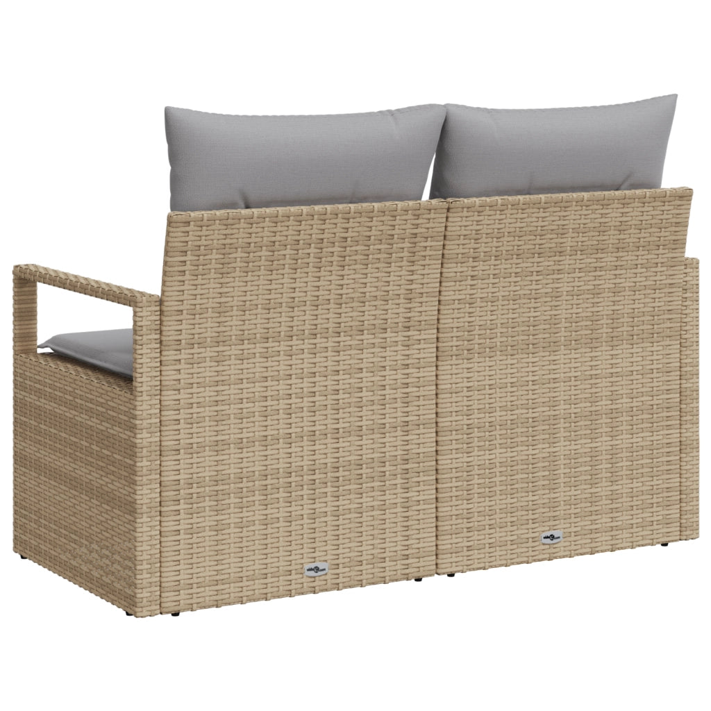 Divano da giardino 2 posti  con cuscini Beige in polirattan