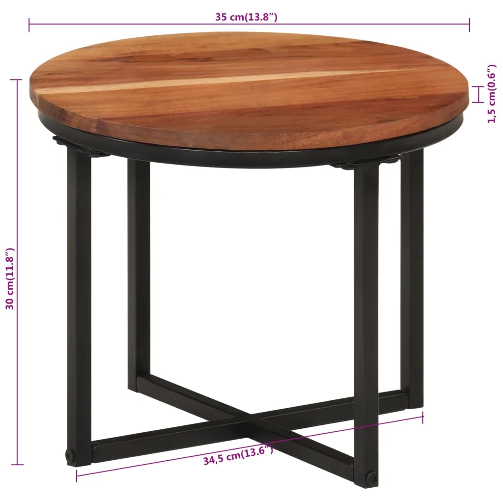 vidaXL Tavolino Salotto 35x35x30cm in Legno Massello di Acacia e Ferro