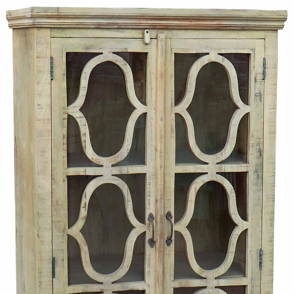Vetrina in legno beige, 100x45x196 cm