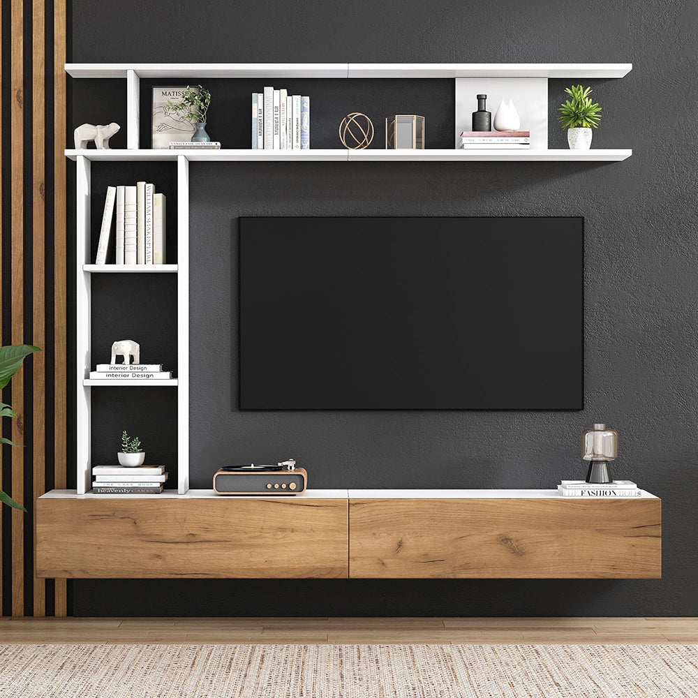 Set TV - Xylo - 180x35x22.5 cm con vetrine e scaffali