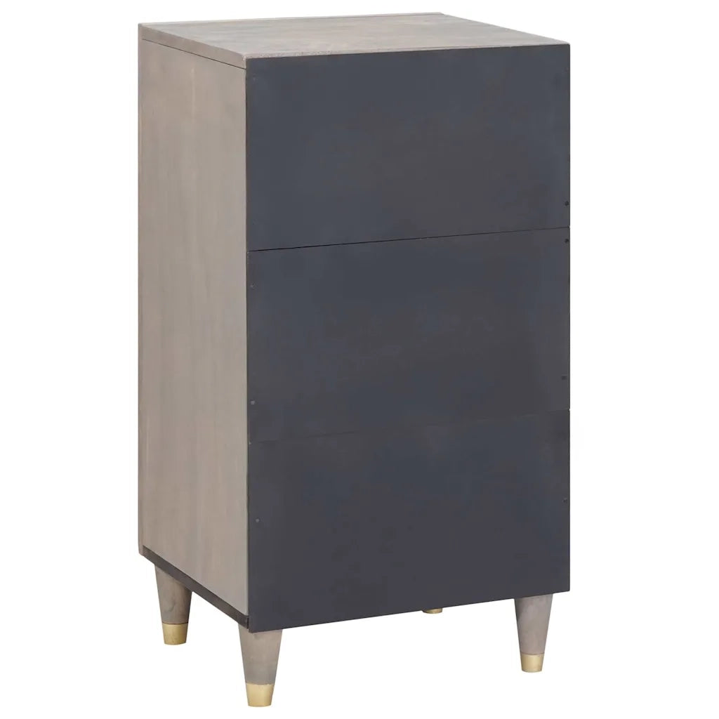 Credenza | Madia | Buffet da pranzo | Armadio da pranzo Grigio e Oro 40 x 33 x 75 cm Legno di mango massello