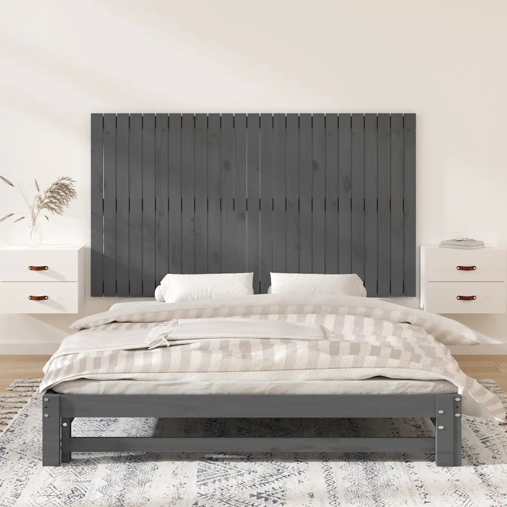 Testiera da Parete Grigia 159,5x3x90 cm Legno Massello di Pino
