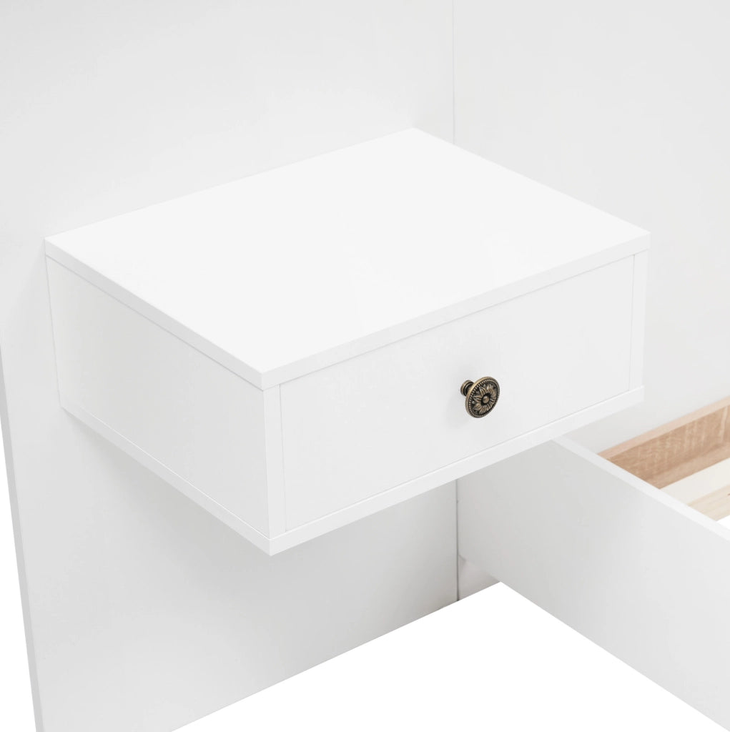 Letto matrimoniale con 2 comodini LED e prese USB/Tipo C, 160x200 cm