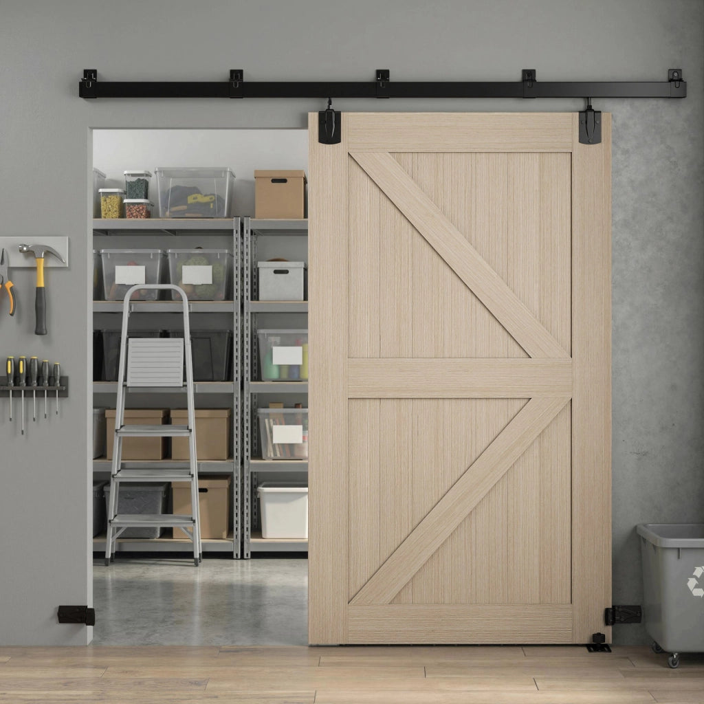 Set Ferramenta Porta Scorrevole 244 cm Nero ¨C zephmum ¨C per Ante Singole