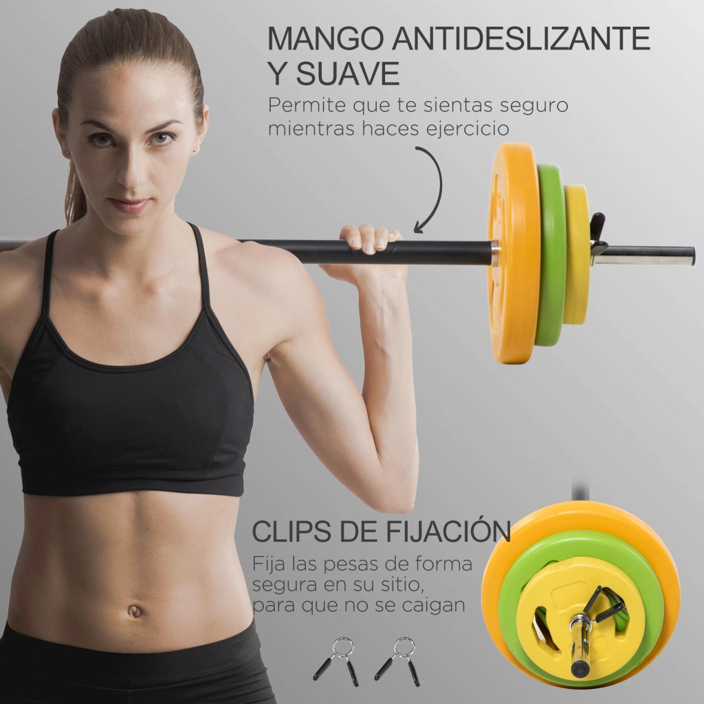 Barra per Pesistica con 6 Dischi da 1.5kg 2.5kg 5kg ¨C zephmum ¨C Multicolor 130x28x28 cm