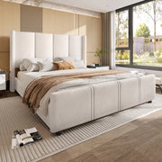 Letto-Xylo-160x200 cm-testiera alta, USB, ferro+legno, beige