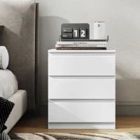 Cassettiera 3 Cassetti con Chiusura Rallentata, Stile Moderno 45x40x52,8 cm Bianco