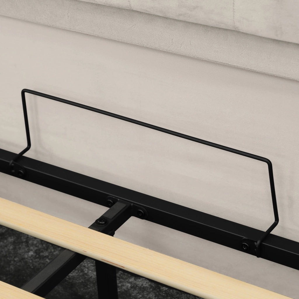 DESMIU Letto Contenitore 160 × 200 cm 2 posti con LED, USB e Type-C, materasso incluso, in velluto, beige