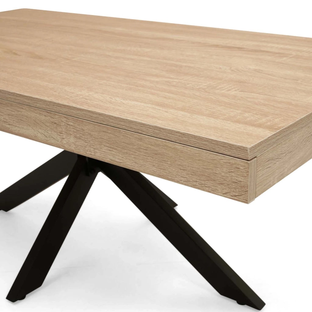 IDMarket - Tavolino rettangolare ALIX 110 cm con gambe in legno e ragno nero