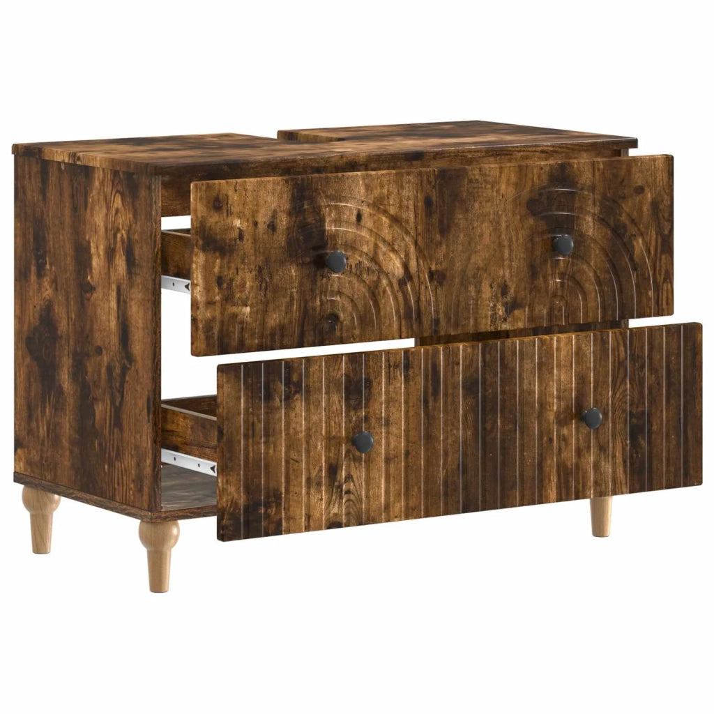 Armadio per Lavabo da Bagno ALKMAAR Rovere Fumo 82 x 41 x 59 cm 896140