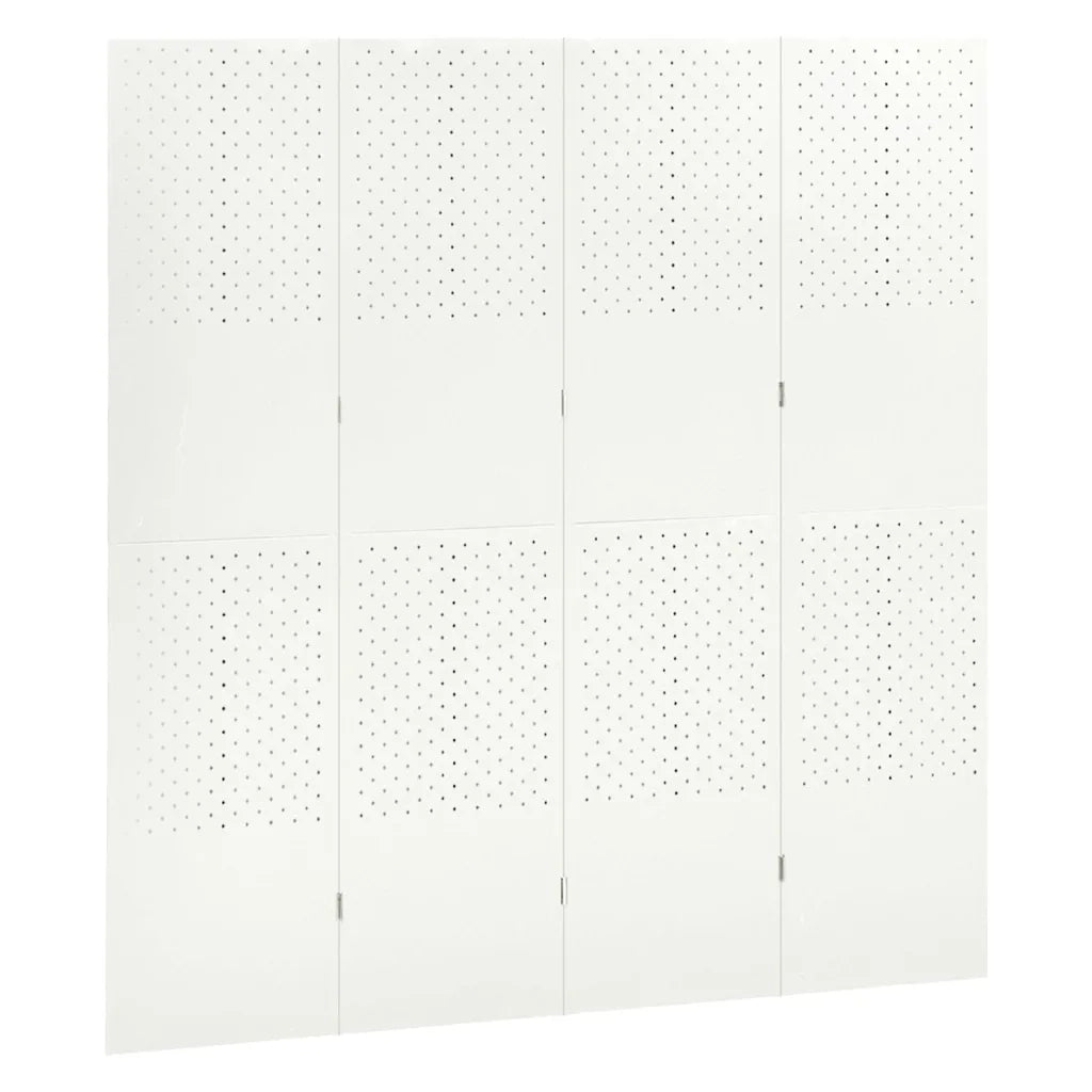 Paravento a 4 Pannelli Bianco 160x180 cm in Acciaio 335899