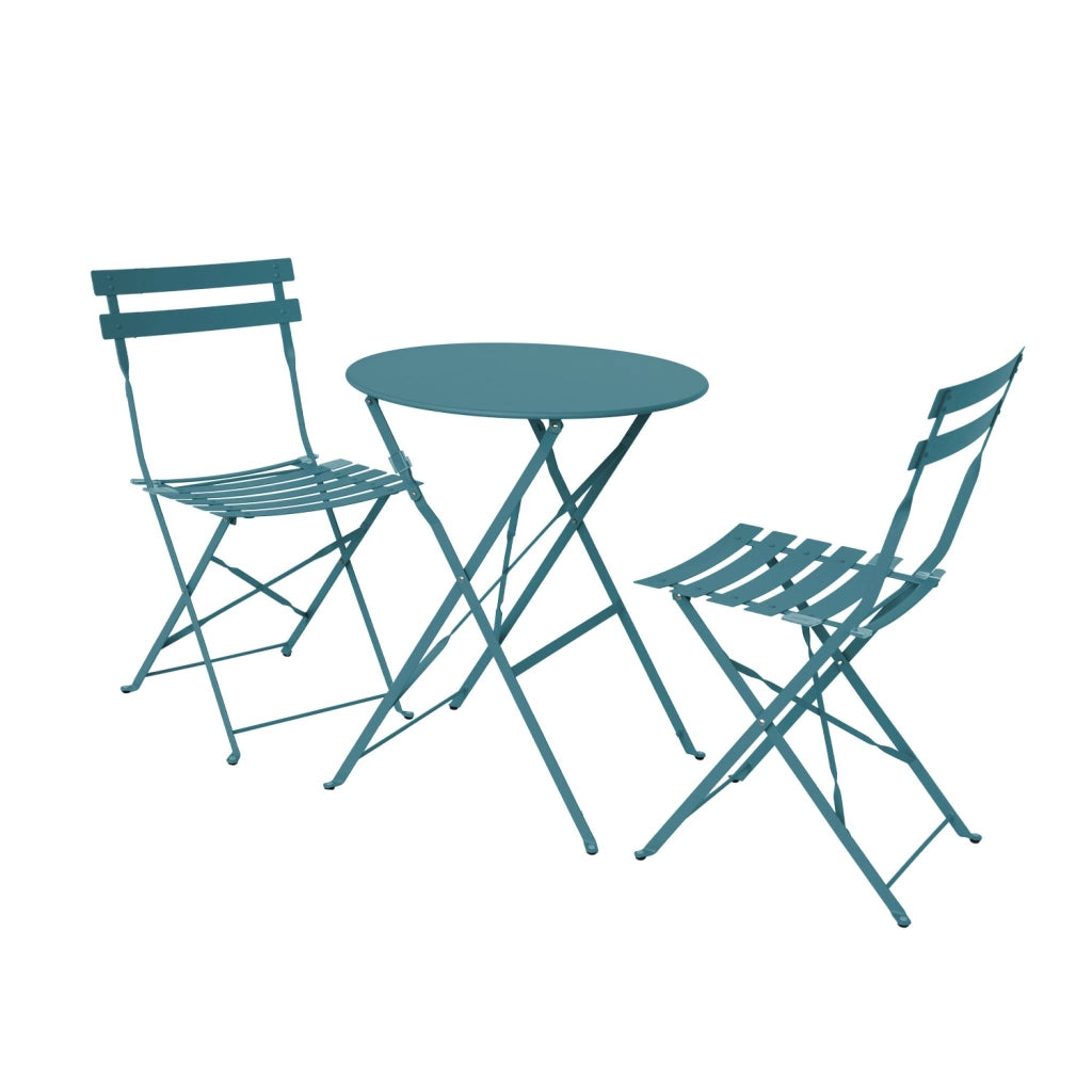 Set tavolo da giardino bistrot pieghevole in acciaio con 2 sedie,