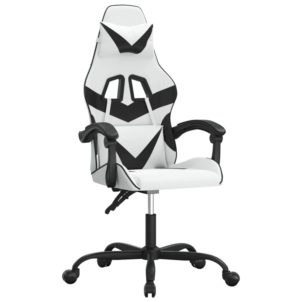 vidaXL Sedia da Gaming Girevole Bianco e Nero in Similpelle